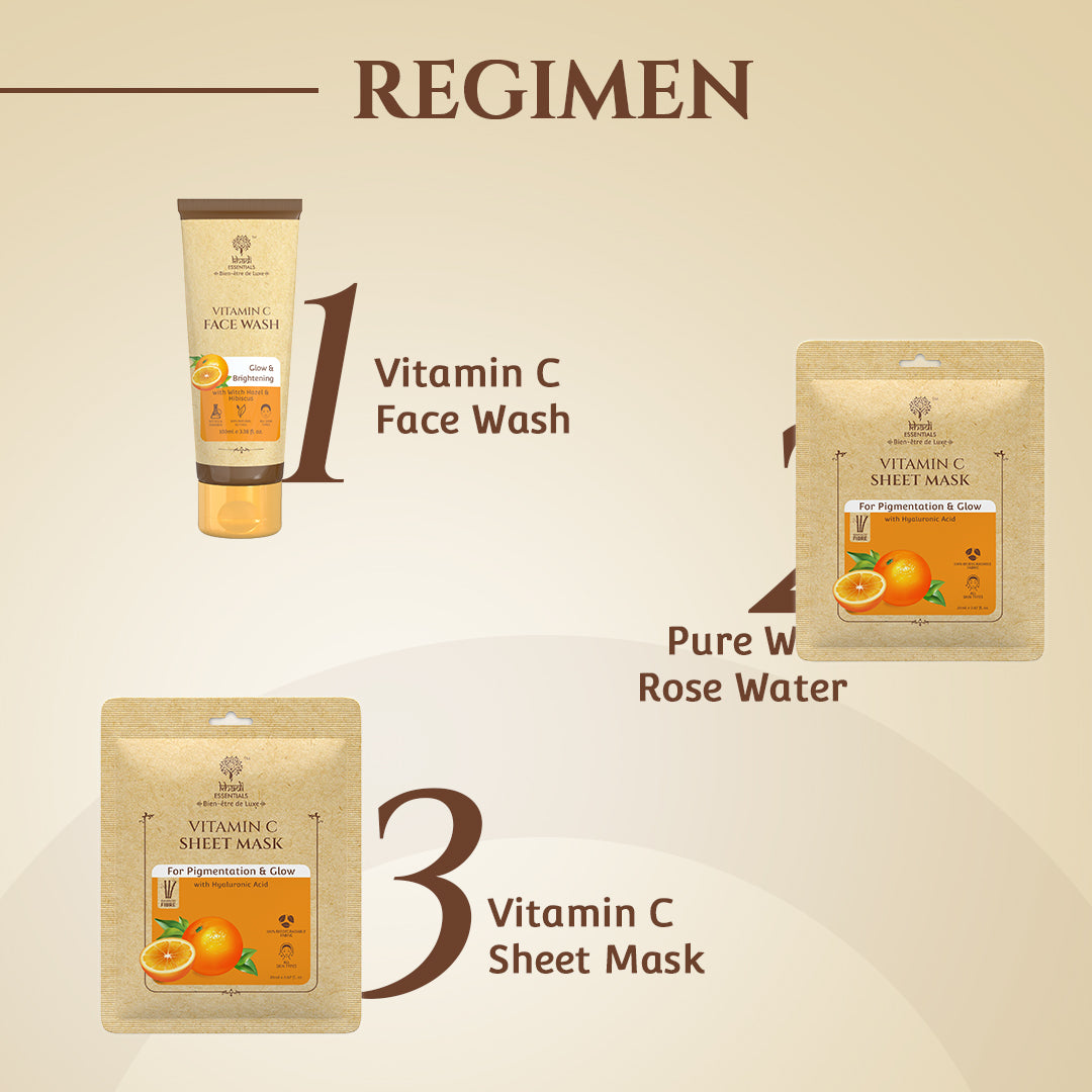 Vitamin C & E With Hyaluronic Acid Ayurvedic Serum Sheet Mask For Anti-Ageing & Brightening (Pack Of 3)