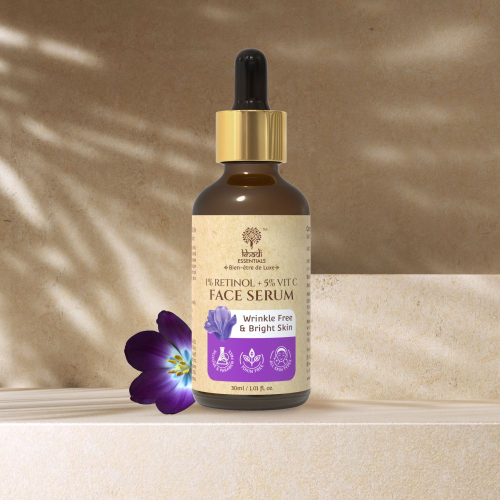Retinol and Vitamin C Face Serum for Wrinkle Free, Glowing & Bright Skin