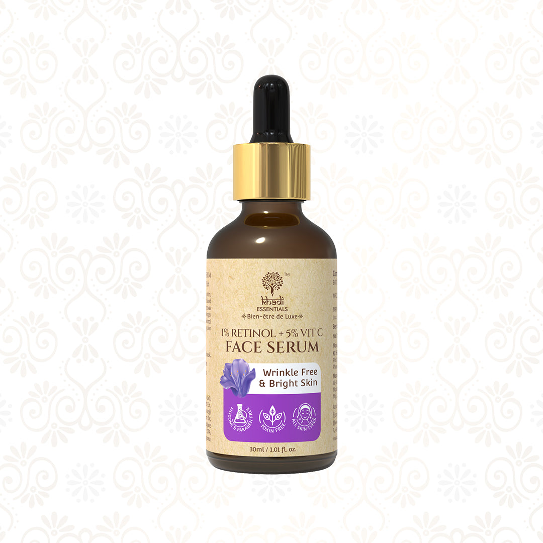 Retinol and Vitamin C Face Serum for Wrinkle Free, Glowing & Bright Skin
