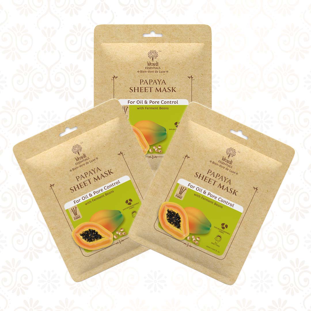 Papaya & Ferment Beans Ayurvedic Serum Sheet Mask For Oil & Pore Control (Pack Of 3)
