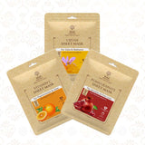 For Glowy & Radient Skin Ayurvedic Serum Sheet Masks ( Pack Of 3 )- Vitamin C Sheet Mask, Ubtan Sheet Mask, Pomegranate Sheet Mask