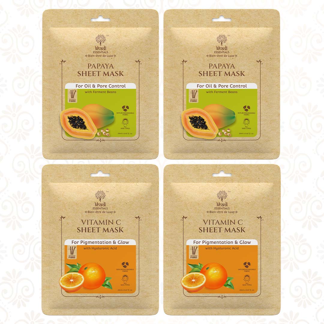 Papaya & Vitamin C Ayurvedic Serum Anti-Ageing & Brightening Sheet Masks(Pack Of 4)