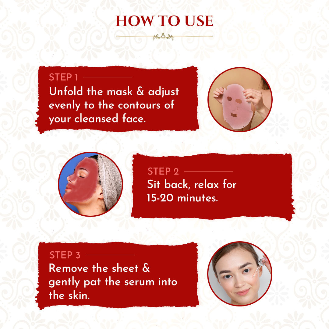 Pomegranate & Cherry Ayurvedic Serum Sheet Mask For Anti-Wrinkles & Fine Lines (Pack Of 3)