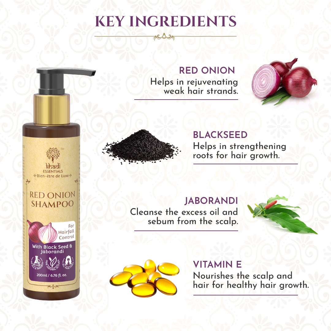Khadi Essentials Red Onion Hair Shampoo And Red Onion Hair Conditioner Combo
