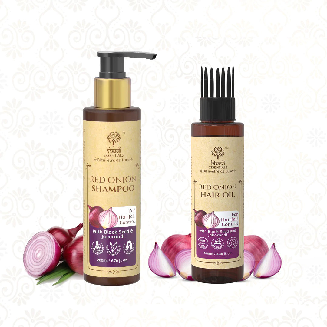 Hairfall Control In Two Steps- Red Onion And Black Seed Oil And Shampoo Combo
